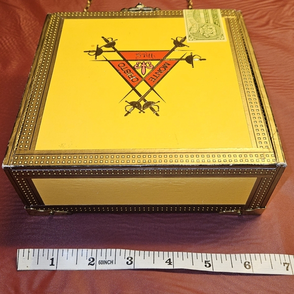 Cigar Box Purse w/GoldTone Chain/Hoop Churchill Downs/MonteCristo  Vtg E.U.C - Picture 2 of 7